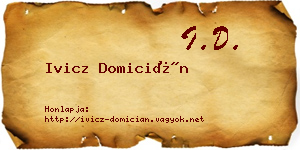 Ivicz Domicián névjegykártya